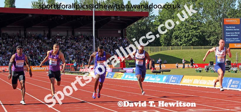 Mens 100 metres final, IAAF Diamond League, Birmingham. Photo: David T. Hewitson/Sports for All Pics